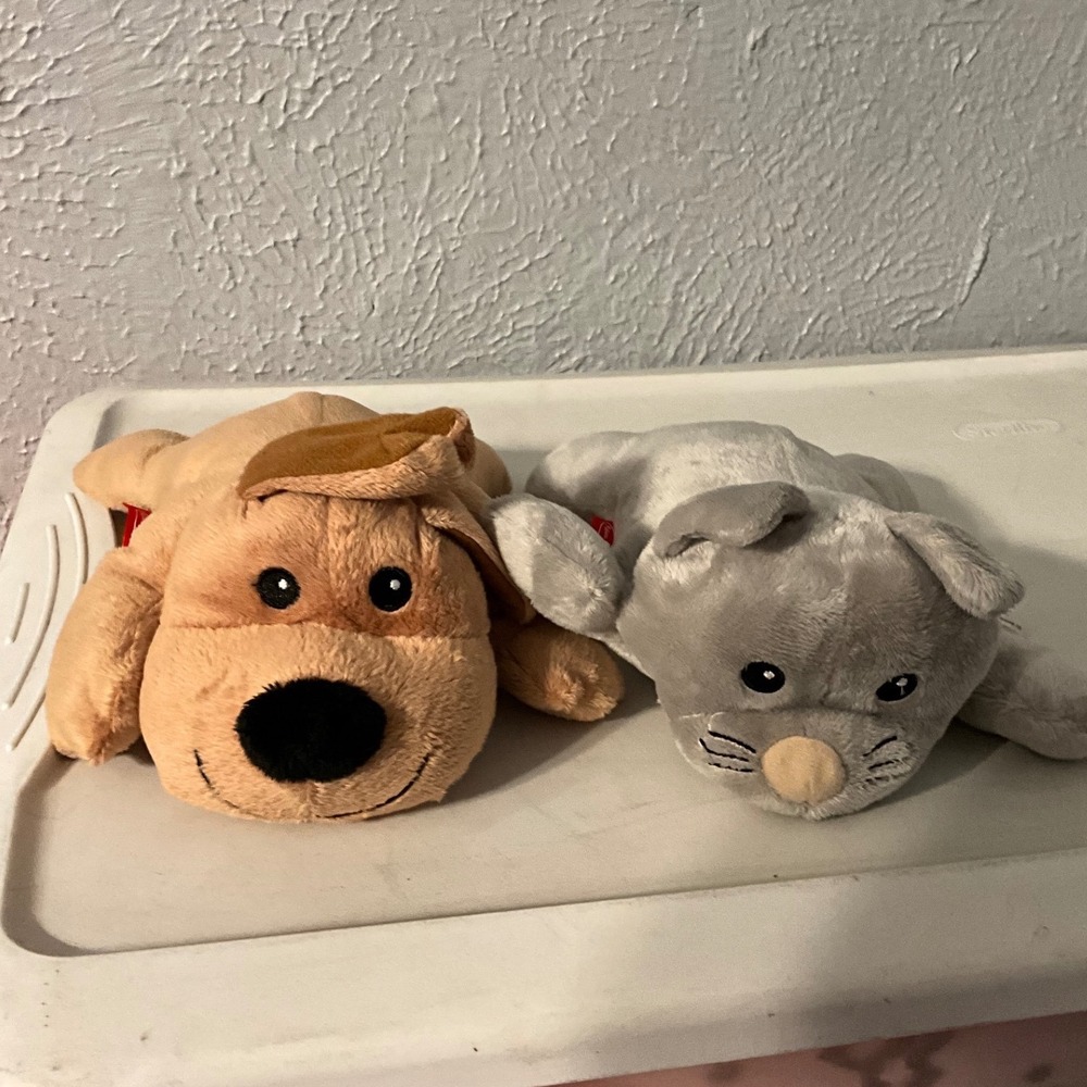 Melissa & Doug Plush Dog and Cat Set Tan Puppy Grey Kitten Floppy Stuffed‎ Toys